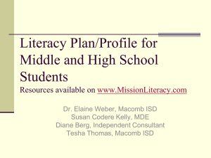 Middle and High School Student Literacy Profile