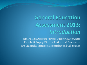 General Education Assessment 2013: Introduction