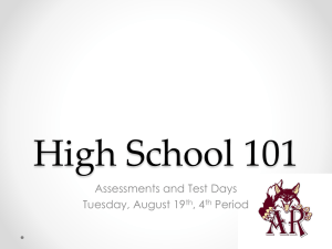 Aug 19 4th HS101 Assessments