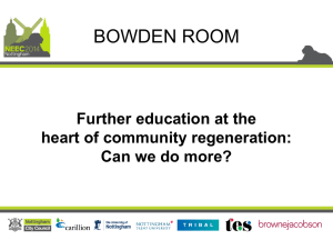 Further education at the heart of community regeneration