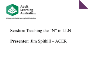 Teaching the `N` in LLN - Adult Learning Australia
