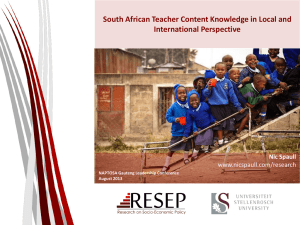 South African Teacher Content Knowledge in