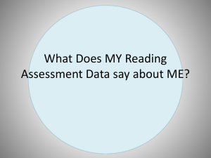What Does MY Reading Assessment Data say about ME?