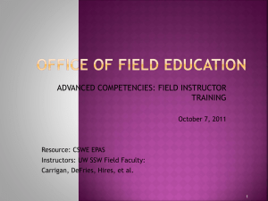 advanced competencies: field instructor training