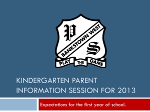 Kindergarten Parent Information Session 2012