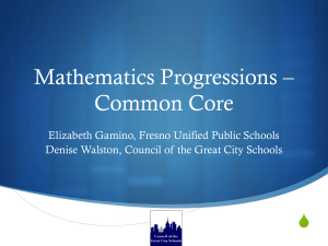 Mathematics Progressions – Common Core