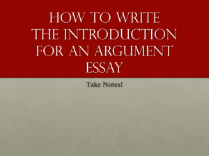 How to Write the Introduction to an Argument Essay