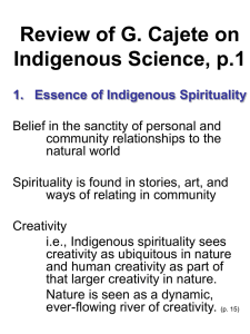 Review of G. Cajete on Indigenous Science, p.1