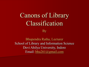 Canons of Library Classification - Library and Information Science