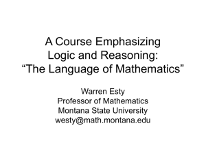 A Course Emphasizing Logic and Reasoning: “The Language of