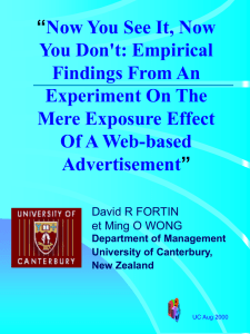 Mere Exposure Effects and Banner Advertising: I