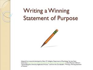 Writing a Winning Statement of Purpose