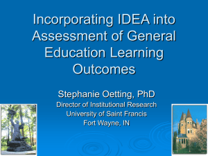 Incorporating IDEA into Assessment of General Education Learning