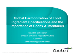 Global Harmonization of Food Ingredient Specifications