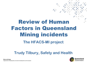 HFACS-Mi Analysis of Queensland Mining Incidents (ppt 2.5MB)
