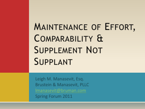 Maintenance of Effort, Comparability & Supplement Not Supplant