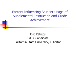 Factors Influencing Student Usage of Supplemental Instruction