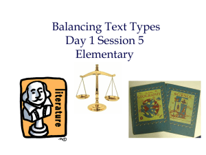 Day 1 Session 5 Elementary Balancing Text Types