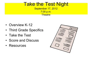 Take the Test Night May 20, 2004 7:00 p.m. VES Cafeteria