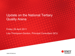 Update on the National Tertiary Quality Arena