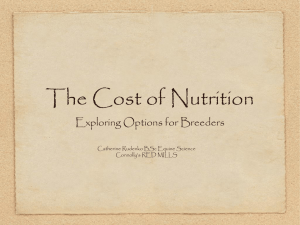 The Cost of Nutrition, exploring otions for breeders, Catherine