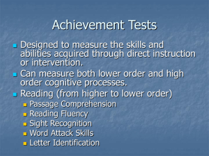 Achievement tests (administration, scoring)