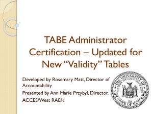 TABE Train the Trainer 2013 power point I