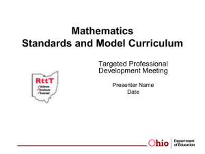 Mathematics Standards and Model Curriculum
