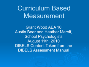 Curriculum Based Measurement DIBELS NEXT