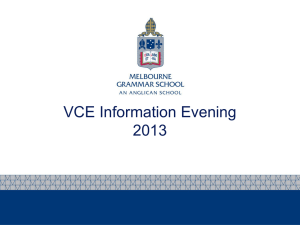 VCE Info Evening presentation