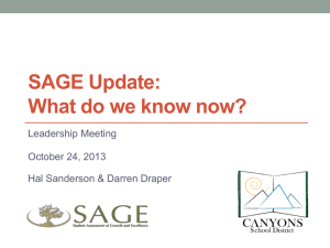 sage update - oct 24 - Canyons Assessment