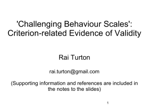 `Challenging Behaviour Scales`: Criterion