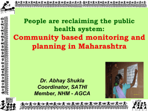Community based monitoring and planning in Maharashtra Why are
