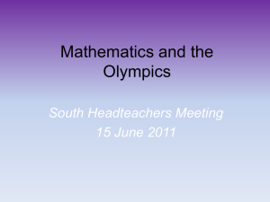 Mathematics and the Olympics - Essex Primary Headteachers