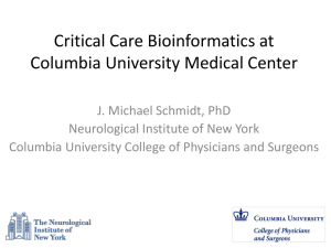 Critical Care Bioinformatics at Columbia University Medical Center