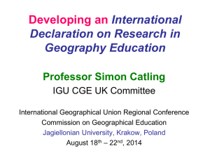 Developing an International Declaration on Research in Geography