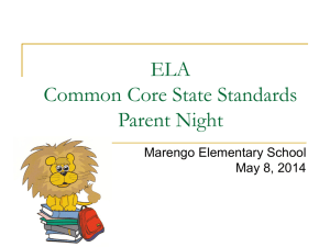 CCSS ELA Parent Night - Marengo Elementary