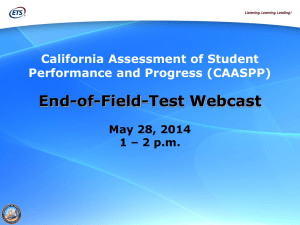 2014 End-of-Field-Test Webcast