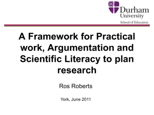 Framework for Practical Work, Argumentation and Scientific Literacy