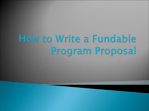 How to Write a Fundable Program Proposal