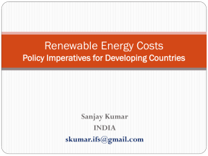 Renewable Energy Costs Policy Imperatives for Developing Countries