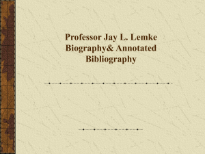 Jay L. Lemke Biography& Annotated Bibliography