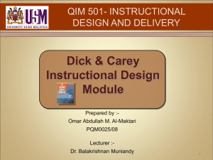 Dick & Carey - Instructional Design & delivery / 2010 + Research