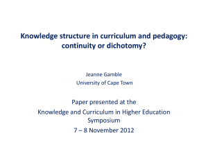 continuity or dichotomy? - Knowledge and Curriculum in Higher
