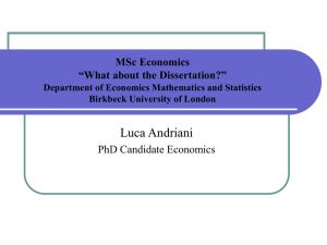 MSc Economics Dissertation Department of Economics Mathematics