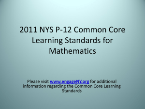 Math - NYS Common Core Learning Standards PowerPoint