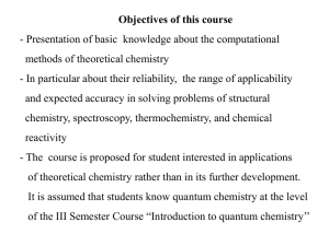 Lecture 1 - Quantum Chemistry Laboratory