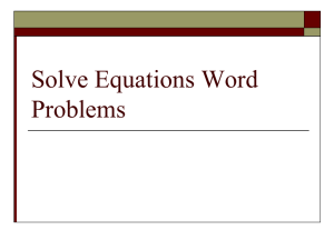 Solve Equations Word Problems Examples