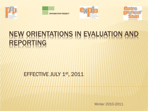 New Orientations in Evaluation and Reporting