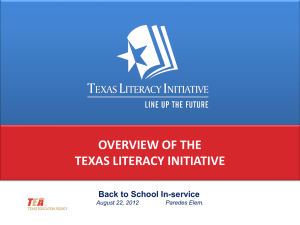 Texas State Literacy Plan - Paredes Elementary TLI Grant